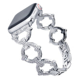 Bling Strap Full Diamonds Metal Jewelry Band for Apple Watch-Silver