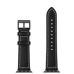 Classic Line Leather Watch Band For Apple iWatch(Black)