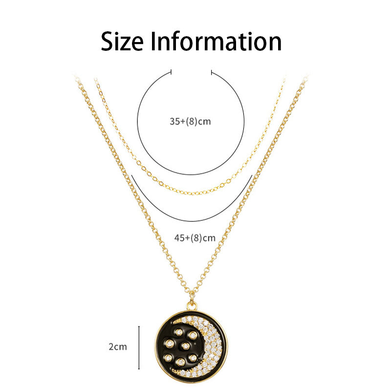 Crescent Moon Pendant Layered Choker Necklaces for Women