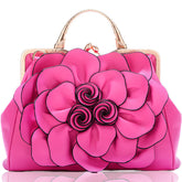 Womens Rose Flower Evening Clutches Formal Party Totes Shoulder Bag-RoseRed