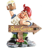 Beer Garden Gnome Statue Resin Weatherproof Lawn Ornament