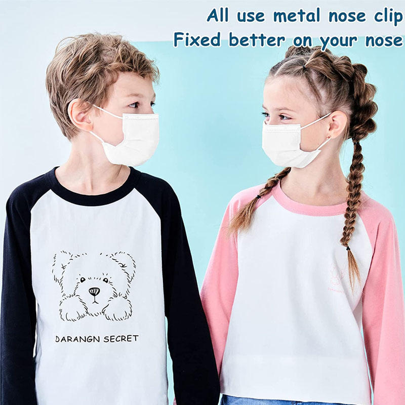 50Pcs Disposable Face Masks For Kids-White