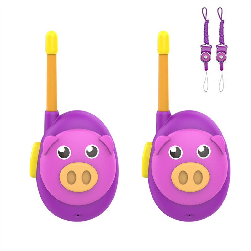 2 Pcs Kids Walkie Talkies with Lanyards 2 Way Radios for 3-12 Year-Purple/Pig