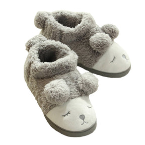 Warm Indoor Slippers for Women Fleece Winter Boots-Grey