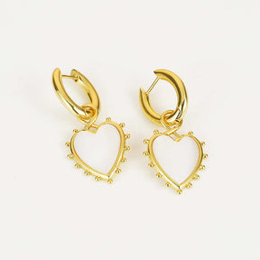 Pair of Heart-shaped Huggie Hoop Earrings-White