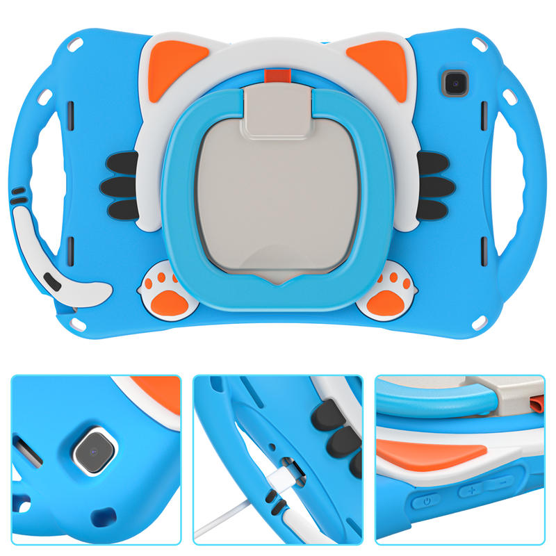 CatB Samsung Tablt Case for Tab A7 10.4  T500/T505/T507/T505N Shockproof Shoulder Strap Handle Stand-Light Blue