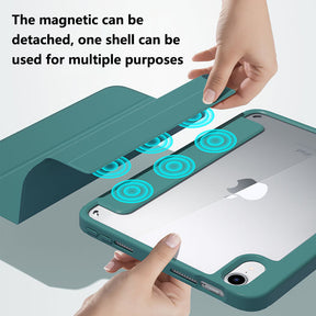 Transparent Magnetic Removable Cover For iPad 10th 2022 10.9 Ultra Slim Smart Case-Dark Green