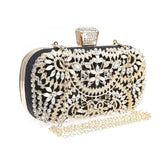 Womens Sparkly Crystal Clutch Bag Bridal Purse Evening Handbag-Black