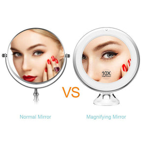 LED 10X Magnifying Makeup Mirror with Power Locking Suction Cup