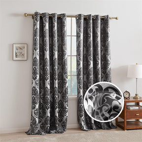 2 Panels Gothic Style Blackout Curtains Grommets Drapes-Black