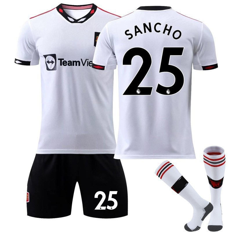 SANCHO #25 Manchester United Away Jersey 2022/23 Soccer Jersey Kit For Adult Kids