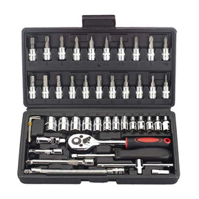 46 Pcs Ratchet Set Mechanic Tools for Auto Repair and Household-Black