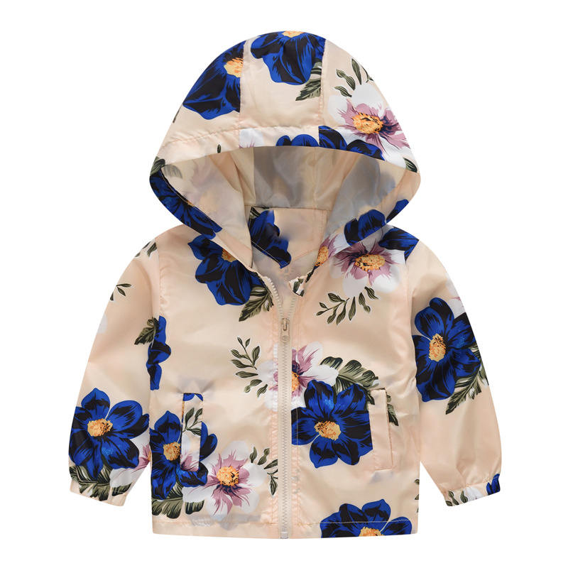 Boys Girls Cartoon Print Zip Lightweight Jacket Hooded Coats Casual Windbreaker-24
