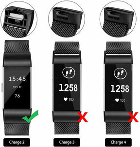 Stainless Steel Magnetic Strap For Fitbit Charge 2 Replacement Bracelets Milanese-Black