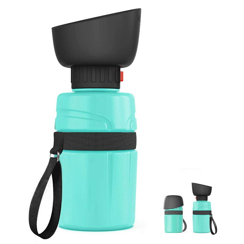 Pet Portable Water Bottles Safety Silicone Collapsible Bottle for Travel 600ML-BlueGreen