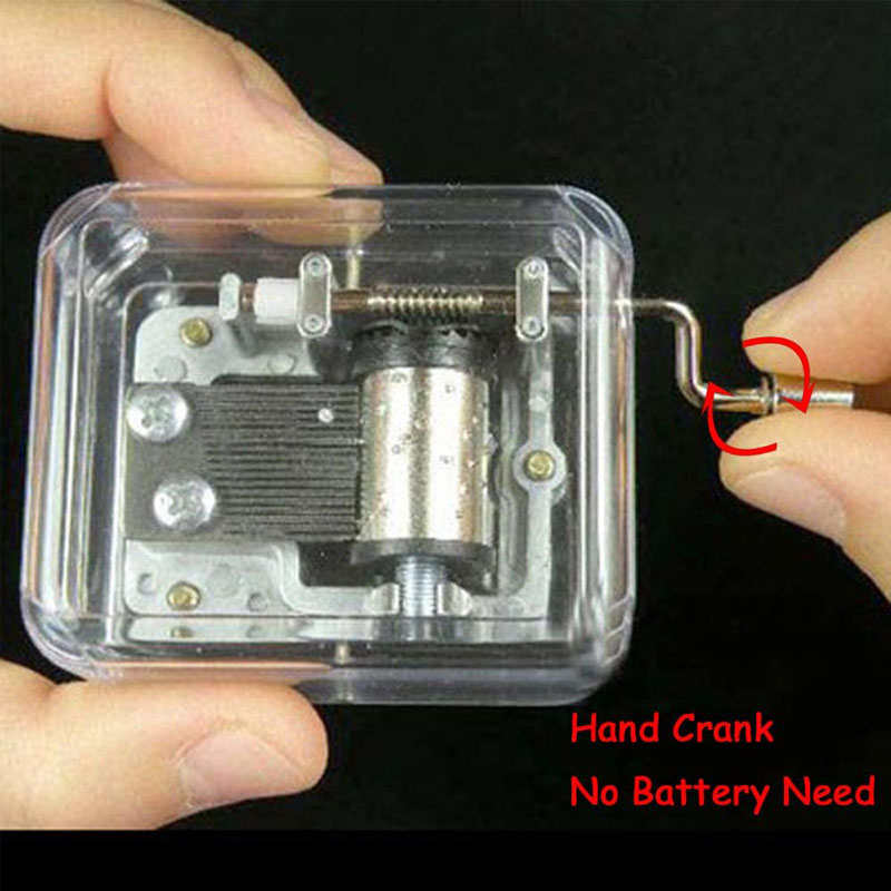 Acrylic Clear Hand Crank Music Box Craft Decoration-Brahms Lullaby