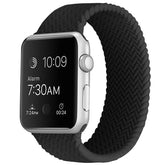 Soft Silicone Solo Loop Braided Wristbands Replacement Strap for iWatch Series SE/6/5/4/3/2/1-Black