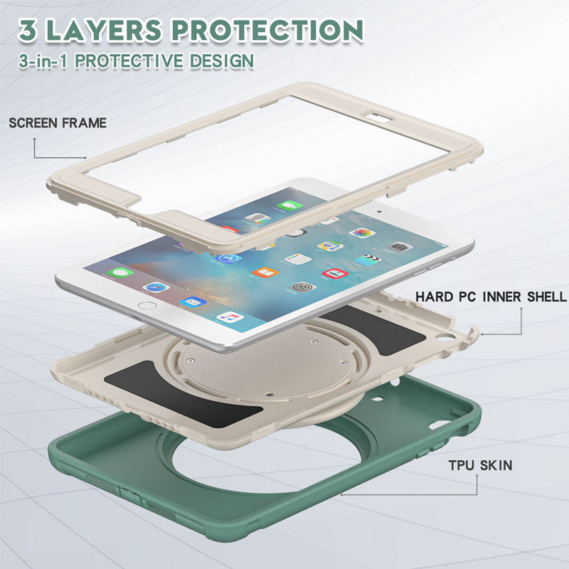 CowKing iPad Case For iPad Mini 1 2 3 With Handle Grip-Jade Green