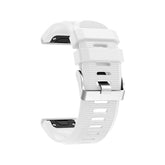 26mm Strap For Garmin Fenix 5X/5X Plus/3/3 HR/6X/6X Pro Watchband Quick Release Easy Fit Silicone Bands Silver Buckle-White
