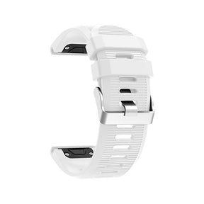 26mm Strap For Garmin Fenix 5X/5X Plus/3/3 HR/6X/6X Pro Watchband Quick Release Easy Fit Silicone Bands Silver Buckle-White