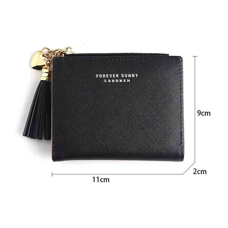 Women Small Wallet RFID Bifold Compact Wallet-Black