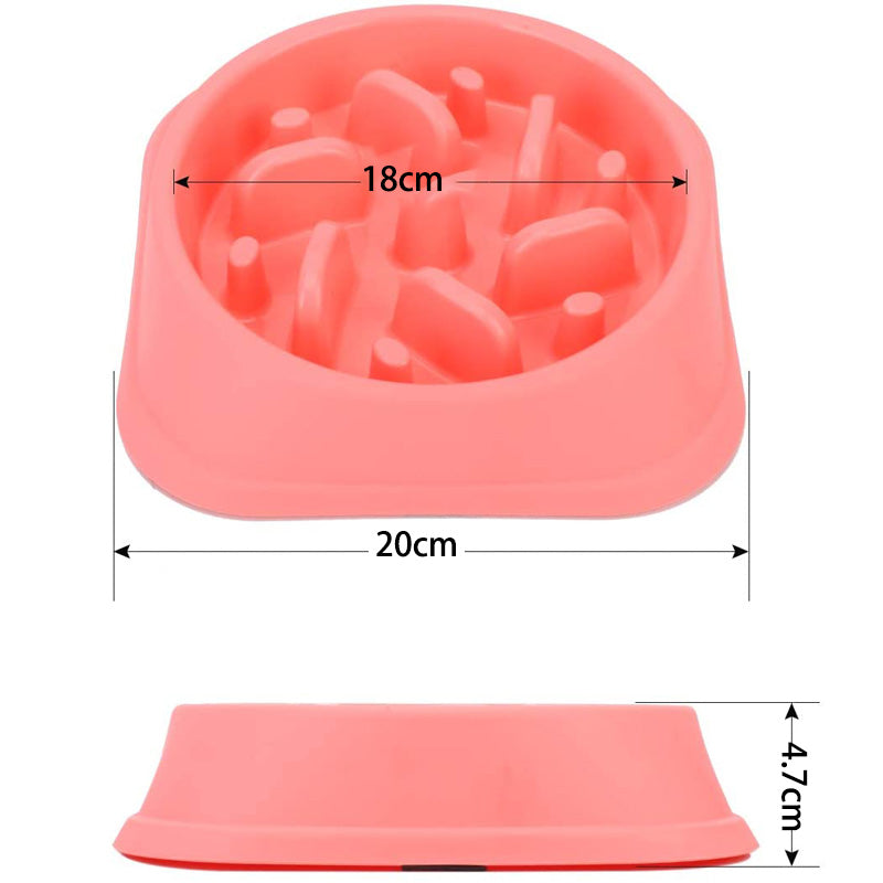 Dog Slow Feeder Non Slip Puzzle Bowl Anti-Gulping Pet Slower Food Feeding Dishes-Pink