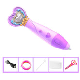 Magic Wand Shape 3D Printing Pen Kit Low Temperature Child Safe-Purple