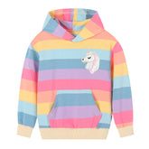 Unicorn Sweatshirts for Girls Kids Striped Print Pullover Tops Hoodies-Pink