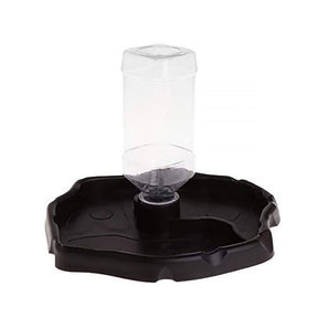 Reptile Water Bottle Automatic Feeders Waterer Food Bowl-Black