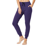 Womens Yoga Jogging Pants Cotton Casual Sports Pants-Purple