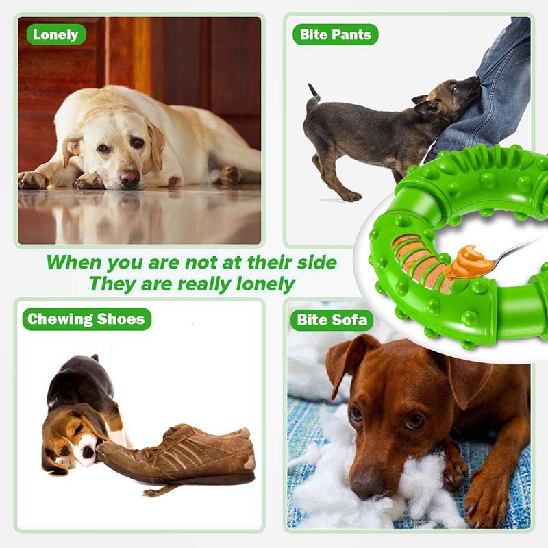 Dog Chew Toys Circle Non-Toxic Natural Rubber Durable Puppy Molar Toy-Green