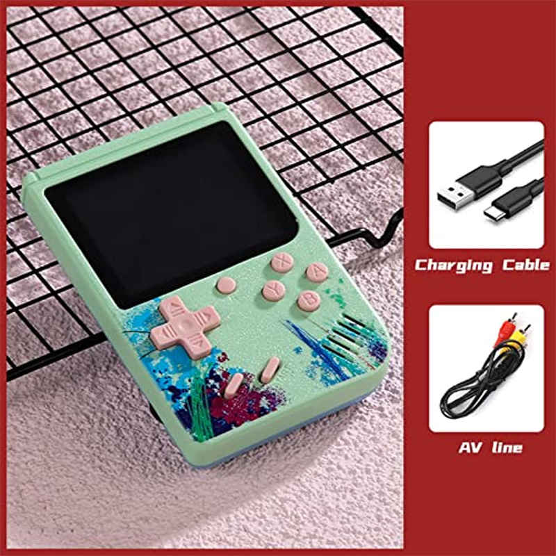 3.0inch Screen Retro Handheld Game Console 500 Classic FC Games Support to TV Output-Green