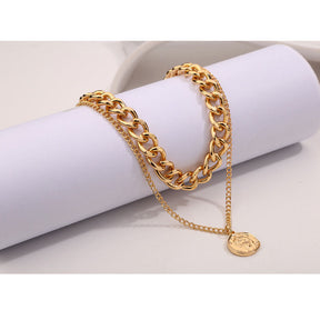 Fashion Geometric Pendant Choker Layered Necklace