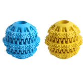 2 Packs Teething Toys for Small Medium Dog 360¡ãCleaning Durable Chew Toys Rubber Ball-YellowBlue