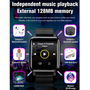 F30 Touch Screen Smart Watch with Music Heart Rate Monitor Call Text-Green
