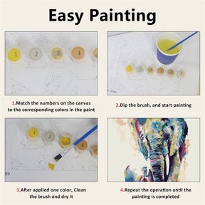 Paint by Numbers for Adults,DIY Canvas Oil Painting Kit Digital Painting for Kids Beginner Home Living Room Decorative 16 X 20 Inch-Elephant