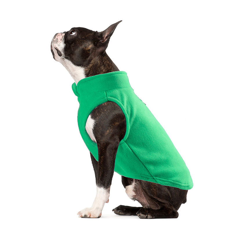 Dog Warm Vest Solid Color Pet Clothes for Small Medium Dogs and Cats-Green