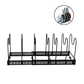 Expandable Pot Organizer Rack 7 Dividers Adjustable for Kitchen-Black