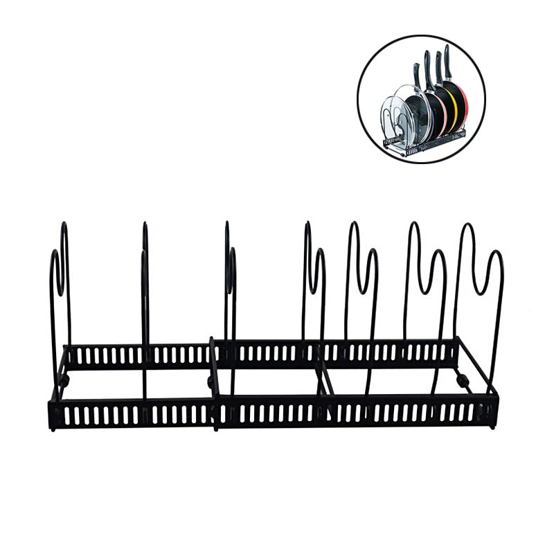 Expandable Pot Organizer Rack 7 Dividers Adjustable for Kitchen-Black
