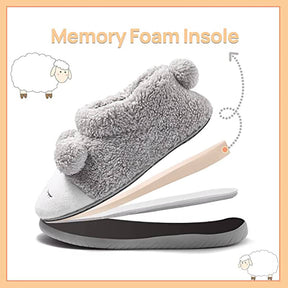 Warm Indoor Slippers for Women Fleece Winter Boots-Grey