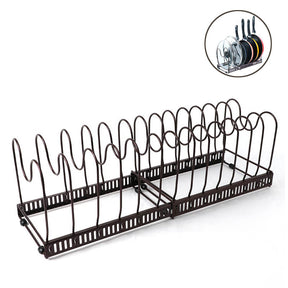 Expandable Pot Organizer Rack 14 Dividers Adjustable for Kitchen-Bronze