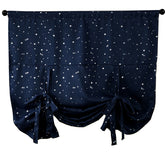 Rod Pocket Star Blackout Roman Curtain Tie Up Small Window Curtain 46X63In-NavyBlue