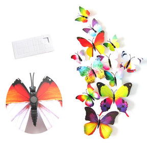 3D Vivid Butterfly Wall Stickers Fridge Magnet Decoration for Room Background-H003 Rainbow