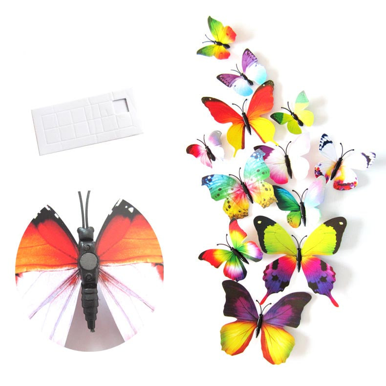 3D Vivid Butterfly Wall Stickers Fridge Magnet Decoration for Room Background-H003 Rainbow