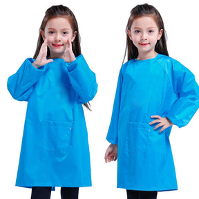 Kids Art Smocks Waterproof Artist Painting Long Sleeve Aprons for Children-SkyBlue