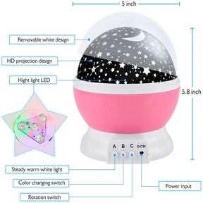 Star Night Light for Kids Nebula Star Projector 360 Degree Rotation 4 LED Bulbs 9 Light Color Changing with USB Cable Romantic Gifts-Pink