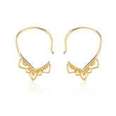 Simple Lacework Hoop Earrings-Gold