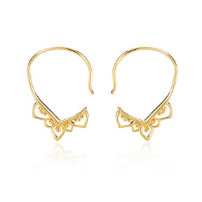 Simple Lacework Hoop Earrings-Gold