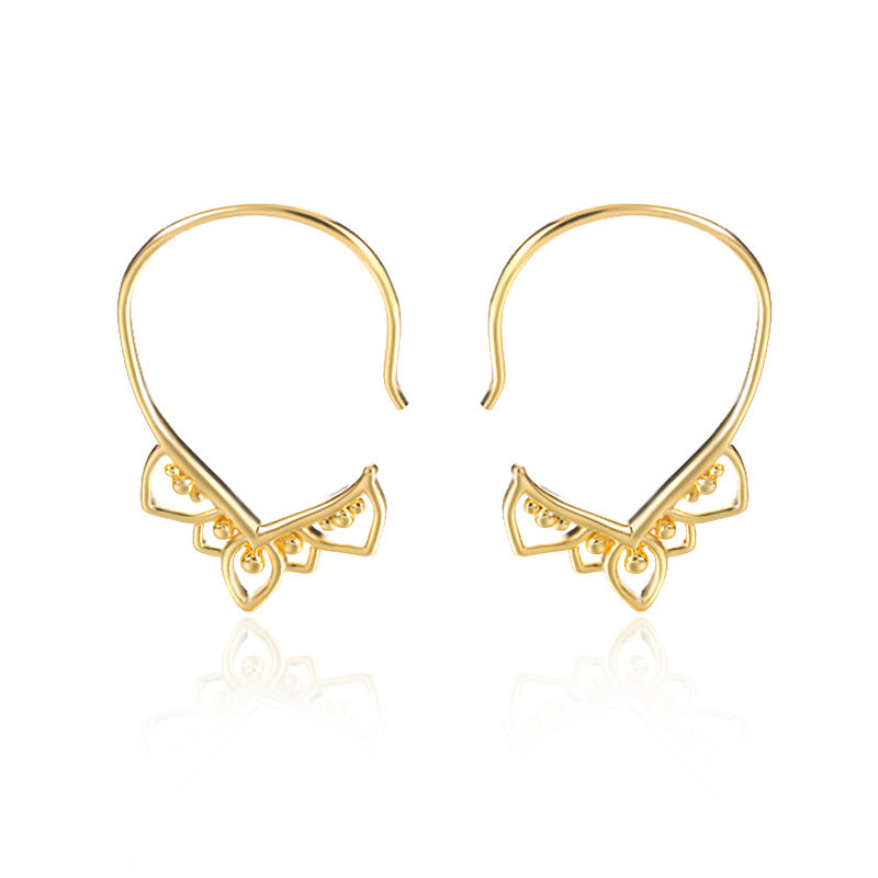 Simple Lacework Hoop Earrings-Gold