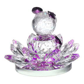 Crystal Bear Lotus Figurine Ornament Gift for Valentine's Day-Purple